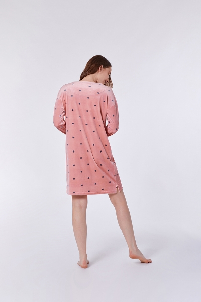 Resim Kadın Gecelik-Yde - 949-Alpaka Baskılı Ekru