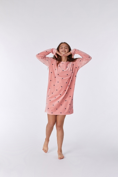 Resim 10-16 Yaş Kız Çocuk Gecelik-Yde - 949-Alpaka Baskılı Ekru