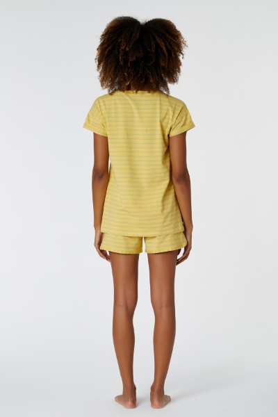 Resim Kadın Pijama-Pzg - 964-Mandril Temalı Çizgili Sarı