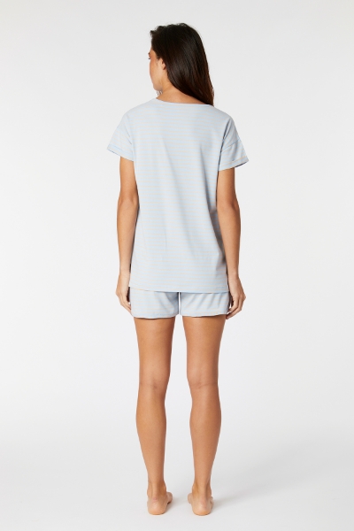 Resim Kadın Pijama-Pzg - 951-Krokodil Temalı Mavi Çizgili