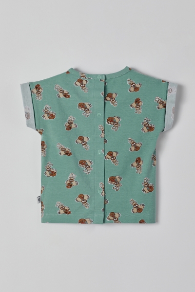 Resim Pamuklu Kız Bebek Pijama-Pzg - 979-Mandril Baskılı Yeşil