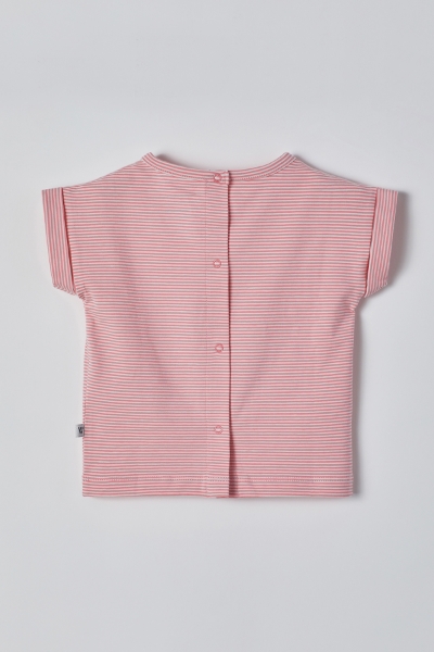 Resim Pamuklu Kız Bebek Pijama-Pzg - 943-Semender Temalı Çizgili Pembe 