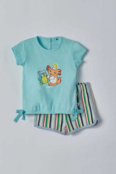 Resim Pamuklu Kız Bebek Pijama-Bst - 822-Turkuvaz