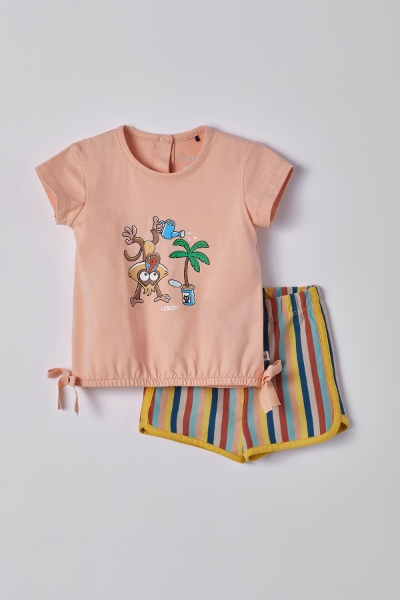 Resim Pamuklu Kız Bebek Pijama-Bst - 411-Uçuk Pembe
