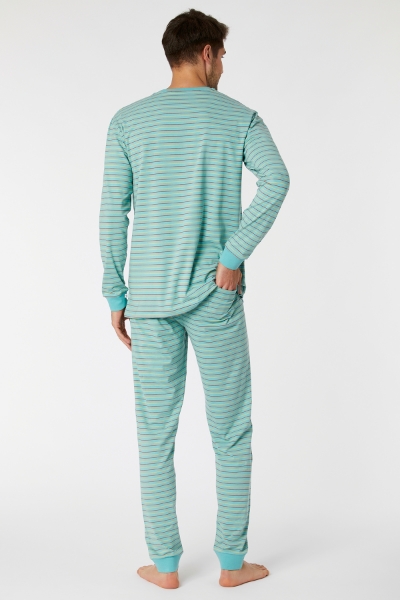 Resim Erkek Pijama-Pzl - 978-Mandril Temalı Çizgili Yeşil