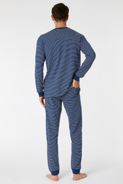 Resim Erkek Pijama-Pzl - 981-Krokodil Temalı Lacivert Çizgili