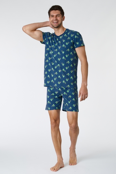 Resim Erkek Pijama-Pza - 998-Krokodil Baskılı Lacivert 