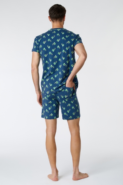 Resim Erkek Pijama-Pza - 998-Krokodil Baskılı Lacivert 