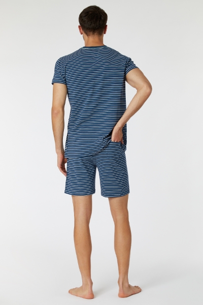 Resim Erkek Pijama-Pza - 981-Krokodil Temalı Lacivert Çizgili