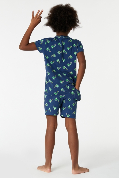 Resim 2-8 Yaş Erkek Çocuk Pijama-Pza - 998-Krokodil Baskılı Lacivert 