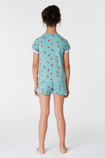 Resim 10-16 Yaş Kız Çocuk Pijama-Pzg - 979-Mandril Baskılı Yeşil