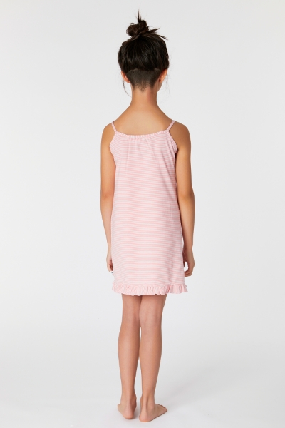 Resim 2-8 Kız Çocuk Gecelik-Dzb - 943-Semender Temalı Çizgili Pembe 