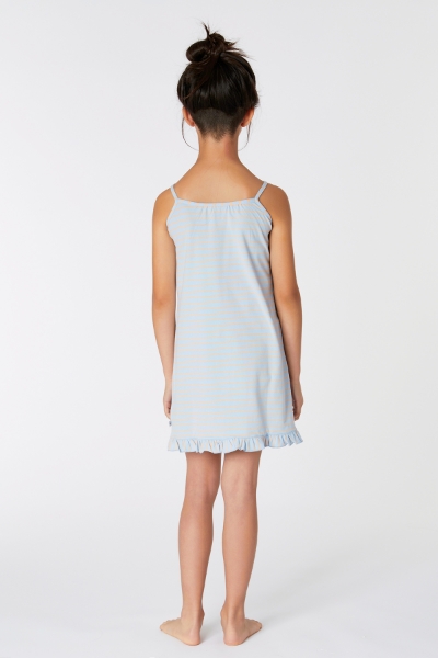 Resim 10-16 Kız Çocuk Gecelik-Dzb - 951-Krokodil Temalı Mavi Çizgili