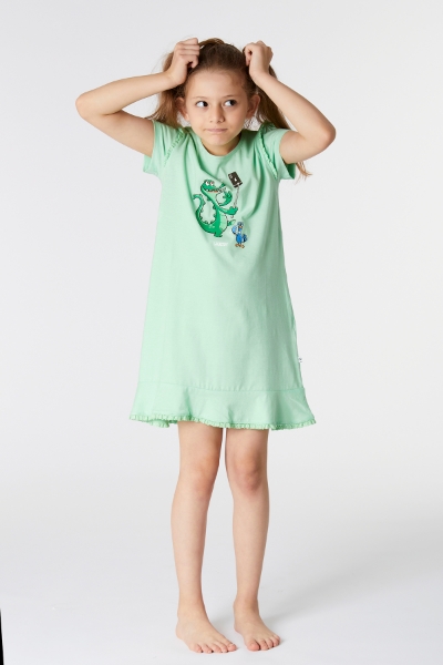 Resim 10-16 Kız Çocuk Gecelik-Bdr - 703-Ağaç Yeşili