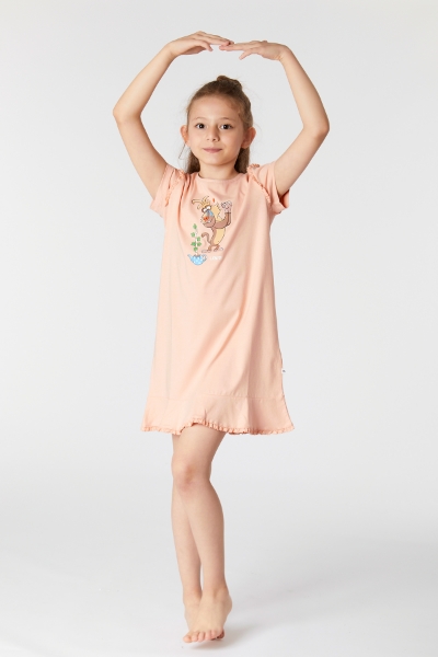 Resim 10-16 Kız Çocuk Gecelik-Bdr - 411-Uçuk Pembe