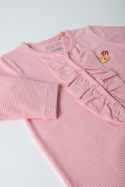 Resim Bebek Tulumu-Rgz - 943-Semender Temalı Çizgili Pembe 