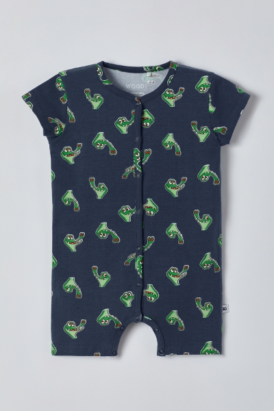 Resim Bebek Tulumu-Rba - 998-Krokodil Baskılı Lacivert 