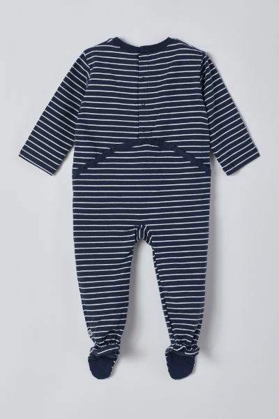 Resim Bebek Tulumu-Rbz - 981-Krokodil Temalı Lacivert Çizgili