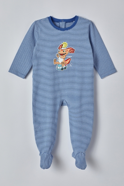 Resim Bebek Tulumu-Rbz - 980-Semender Temalı Çizgili Beyaz