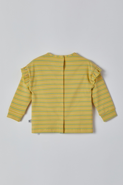 Resim Pamuklu Kız Bebek Pijama-Pzb - 964-Mandril Temalı Çizgili Sarı