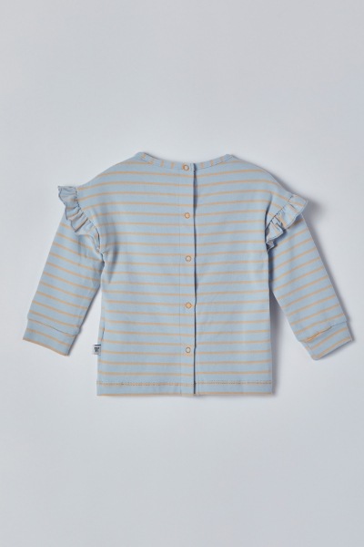 Resim Pamuklu Kız Bebek Pijama-Pzb - 951-Krokodil Temalı Mavi Çizgili