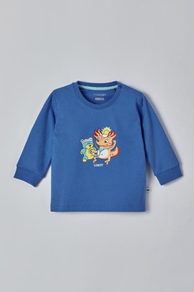 Resim Pamuklu Erkek Bebek Pijama-Plc - 837-Koyu Mavi