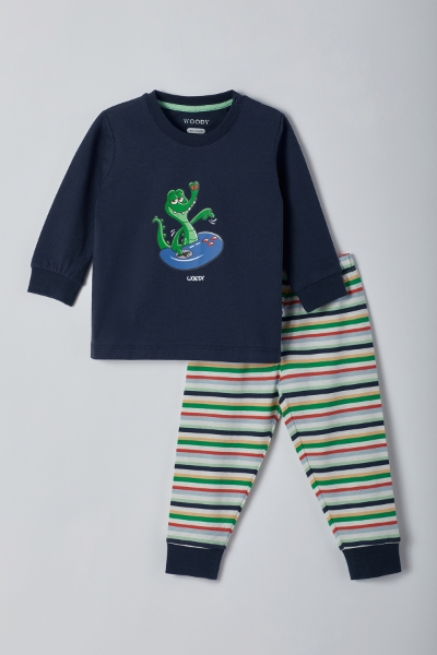 Resim Pamuklu Erkek Bebek Pijama-Plc - 874-Insignia Mavi