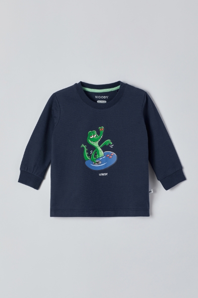 Resim Pamuklu Erkek Bebek Pijama-Plc - 874-Insignia Mavi