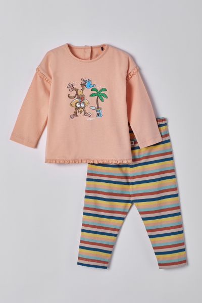 Resim Pamuklu Kız Bebek Pijama-Plg - 411-Uçuk Pembe