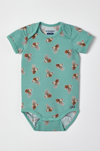 Resim Pamuklu Bebek Body-Res - 979-Mandril Baskılı Yeşil