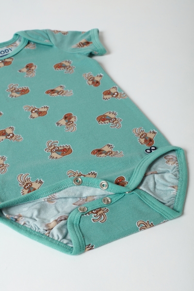 Resim Pamuklu Bebek Body-Res - 979-Mandril Baskılı Yeşil