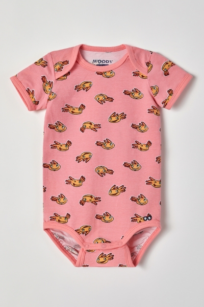 Resim Pamuklu Bebek Body-Res - 944-Semender Baskılı Pembe