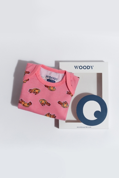 Resim Pamuklu Bebek Body-Res - 944-Semender Baskılı Pembe