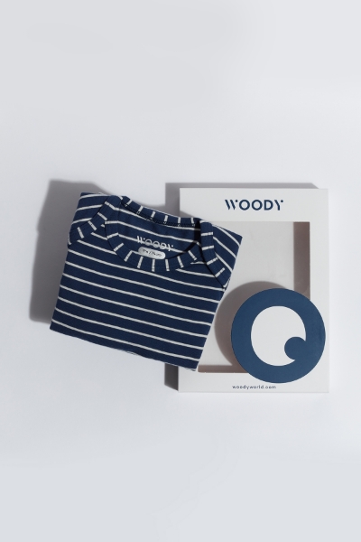 Resim Pamuklu Bebek Body-Res - 981-Krokodil Temalı Lacivert Çizgili