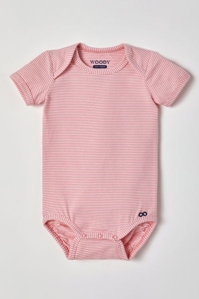 Resim Pamuklu Bebek Body-Res - 943-Semender Temalı Çizgili Pembe 