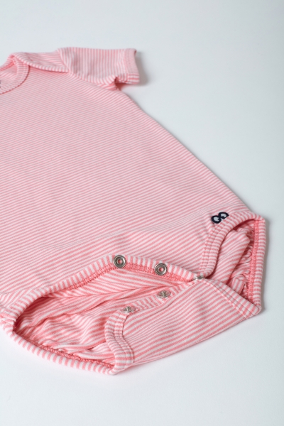 Resim Pamuklu Bebek Body-Res - 943-Semender Temalı Çizgili Pembe 