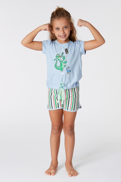 Resim 10-16 Yaş Kız Çocuk Pijama-Bst - 816-Toz Mavi