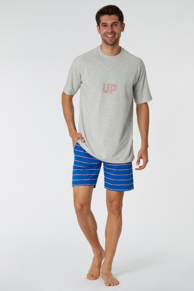 Resim Erkek Pijama-Qts - 142-Açık Melanj