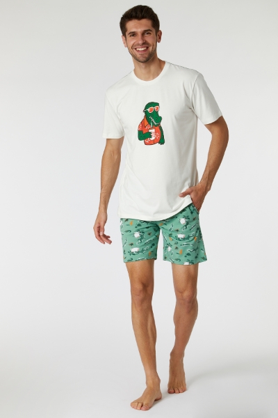 Resim Erkek Pijama-Qrs - 106-Ekru