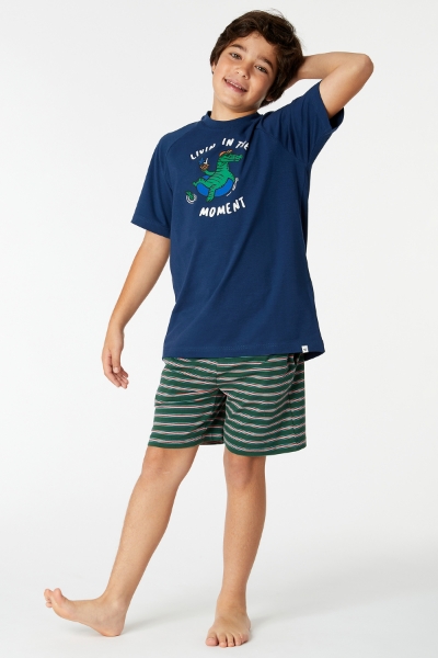 Resim 10-16 Yaş Erkek Çocuk Pijama-Qts - 874-Insignia Mavi