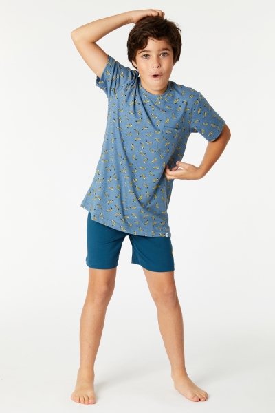 Resim 2-8 Yaş Erkek Çocuk Pijama-Qpa - 986-Mandril Temalı Muz Baskılı