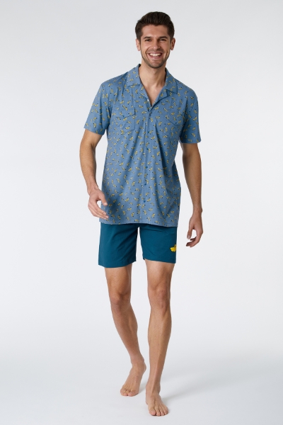 Resim Erkek Pijama-Qpb - 986-Mandril Temalı Muz Baskılı