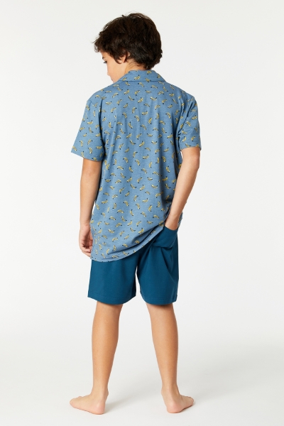 Resim 10-16 Yaş Erkek Çocuk Pijama-Qpb - 986-Mandril Temalı Muz Baskılı