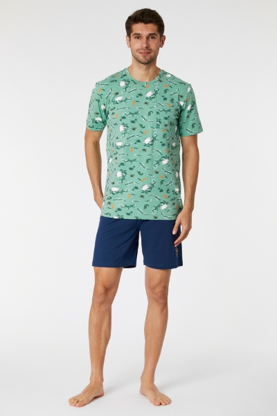 Resim Erkek Pijama-Qpa - 937-Krokodil Baskılı Yeşil