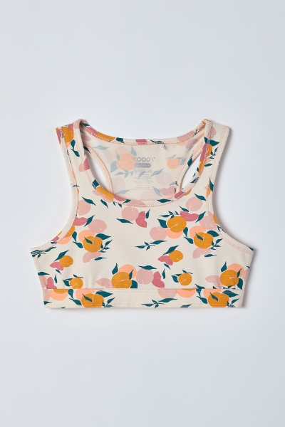 Resim 10-16 Yaş Kız Çocuk Atlet-Yuf - 973-Şeftali Baskılı Ekru