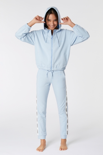 Resim Kapüşonlu Sweatshirt-Ylc - 846 SUBDUED BLUE