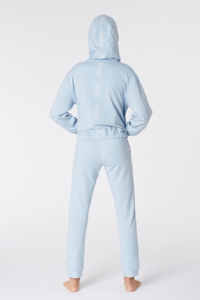 Resim Kapüşonlu Sweatshirt-Ylc - 846 SUBDUED BLUE