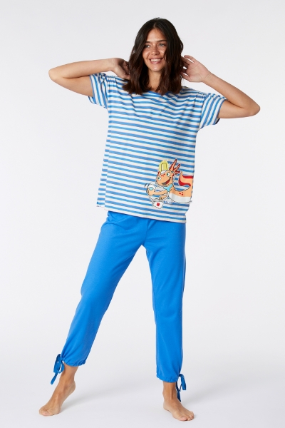 Resim Kadın Pijama-Bsk - 987-Semender Temalı Çizgili