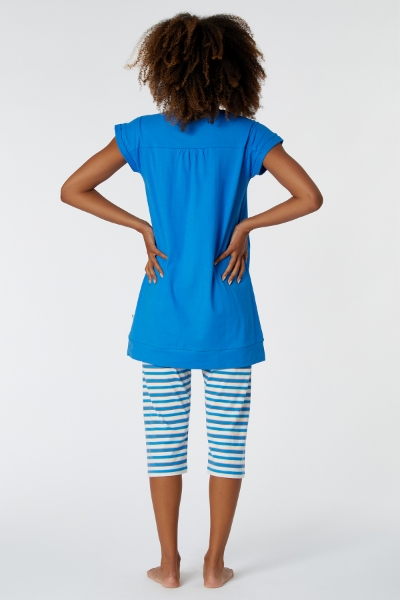 Resim Kadın Pijama-Pos - 837-Koyu Mavi