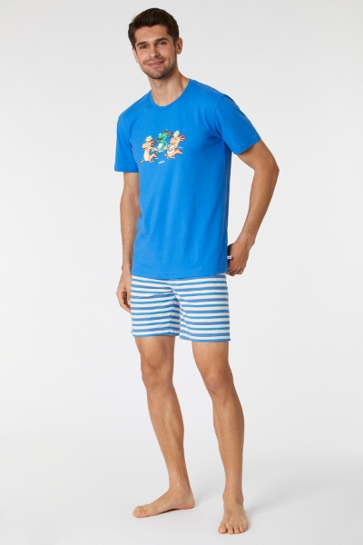 Resim Erkek Pijama-Pss - 837-Koyu Mavi